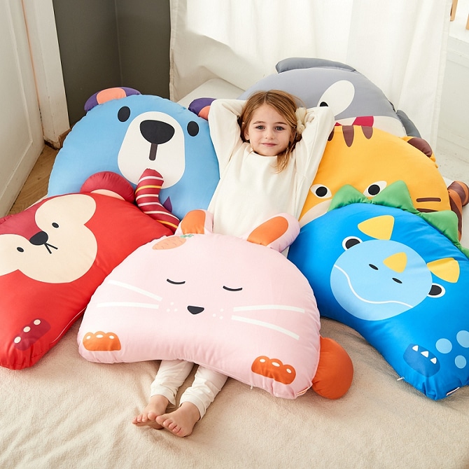 韓國HELLO HIZOO 手工製動物夥伴防螨抗菌兒童枕(大款)